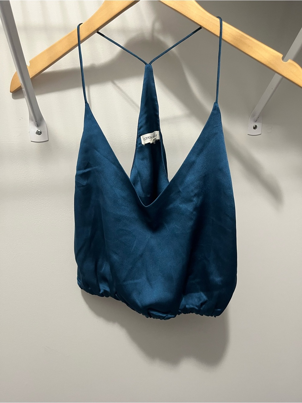 Cotton Candy Teal Satin Cowl Neck Camisole